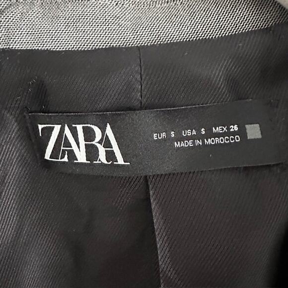 ZARA Gray Tailored Double Button Blazer Women's Small Glen 540 - Picture 8 of 10